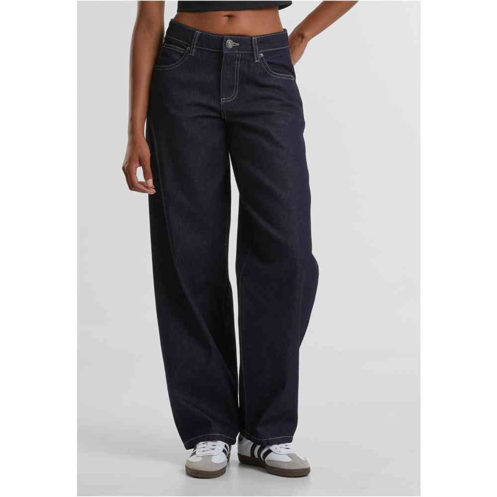 Urban Classics - Mid Waist 90´s jeans Wide leg trousers - Blue
